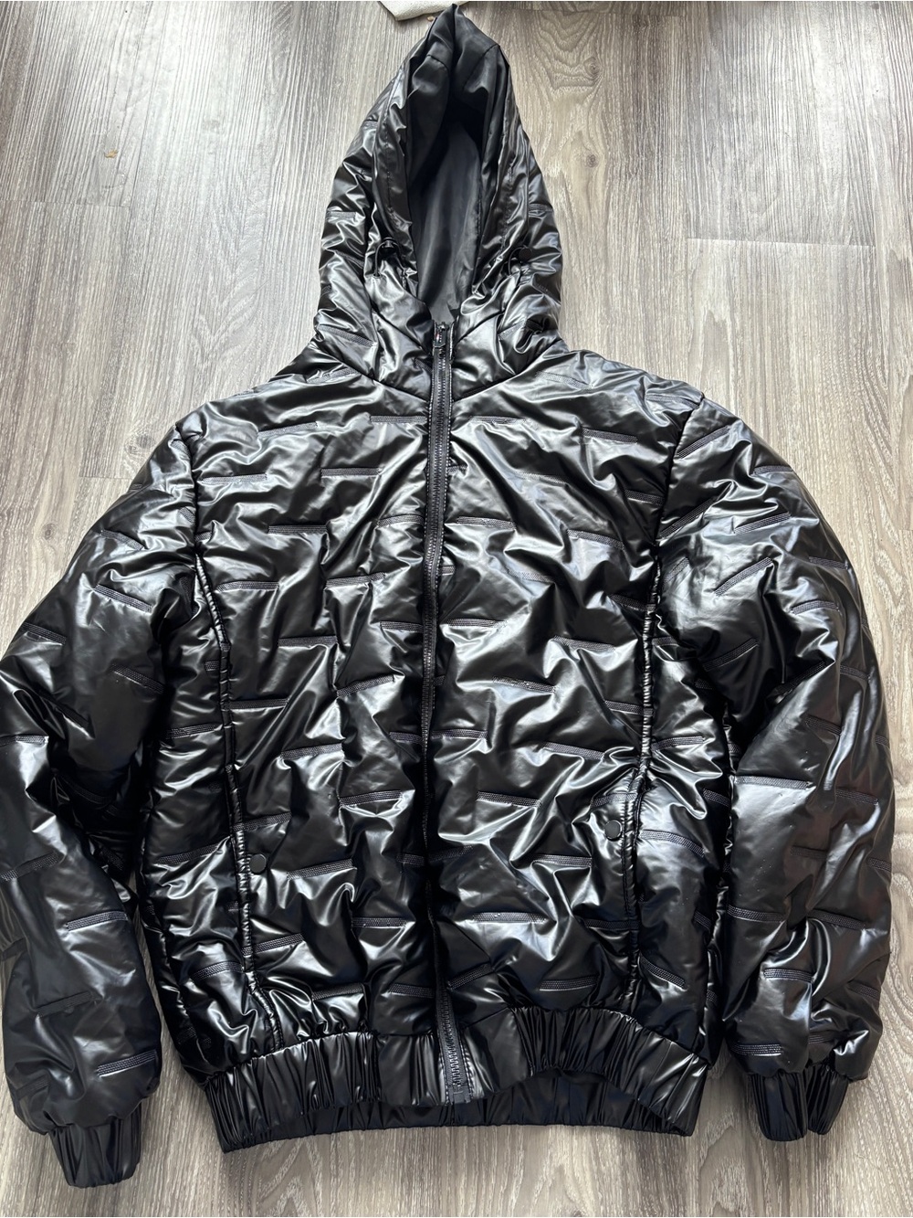 Black Hooded Puffer Jacket - Shein